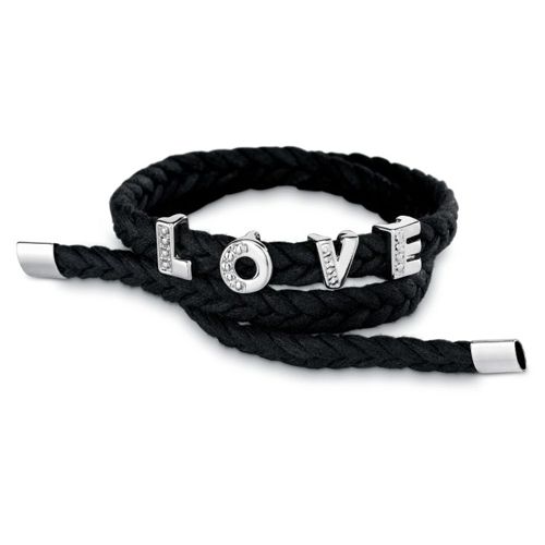 Pulseira Couro Love Prateada